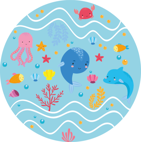 Oceaniske venner tæppe til børneværelse - TenStickers