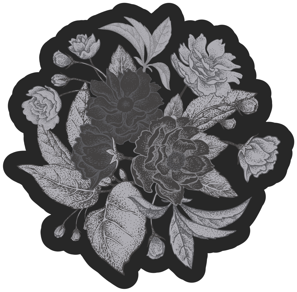 Blomsterkonturvisning Blomster og planter vinyltæppe - TenStickers