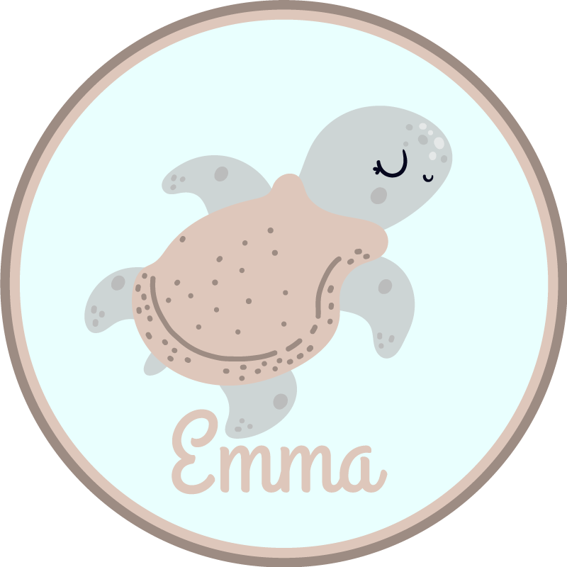 Sød skildpadde med navn dyretæppe - TenStickers