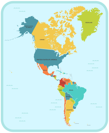 Amerika i centrum verdenskort tæppe - TenStickers