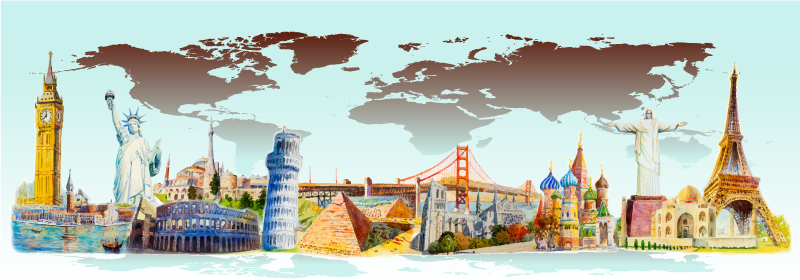 Mouments fra forskellige lande stue tæppe - TenStickers