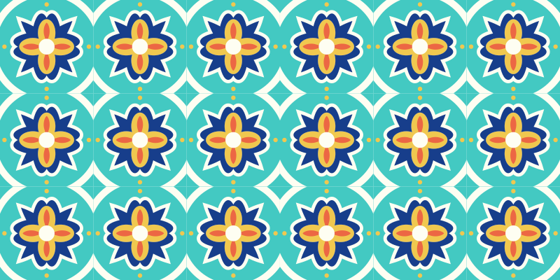 Tourquise tekstureret mosaik gulvfliser - TenStickers