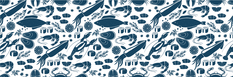 Seafood mønster køkken vinyltæppe til køkkenet - TenStickers