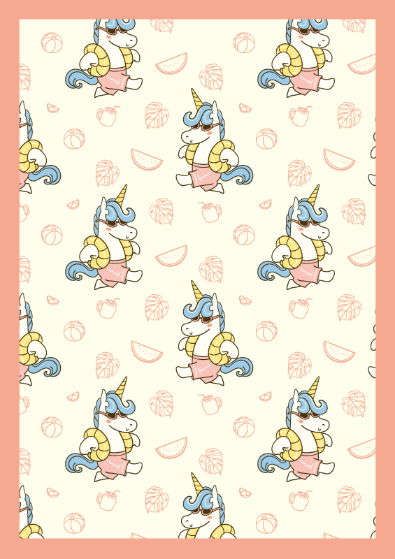 Enhjørning mønstret tæppe til børneværelse - TenStickers