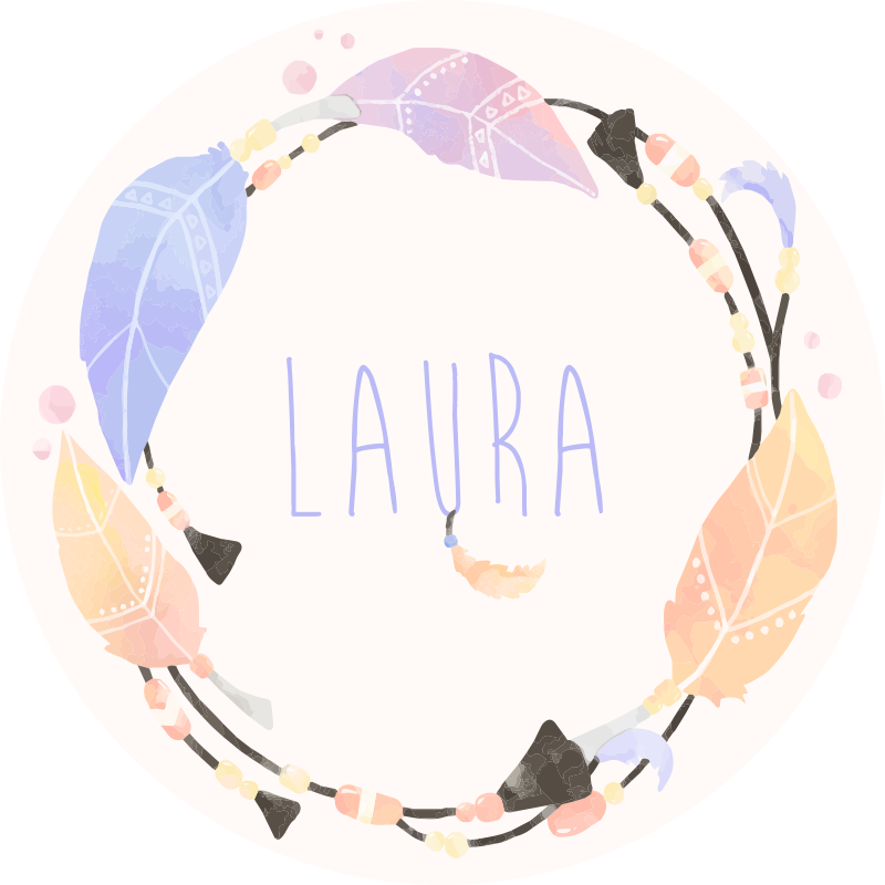 Personlig fjercirkel vinyl tæppe med navn - TenStickers