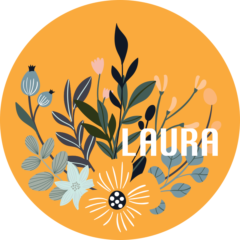 Tilpasset blomsteremblem vinyl tæppe med navn - TenStickers