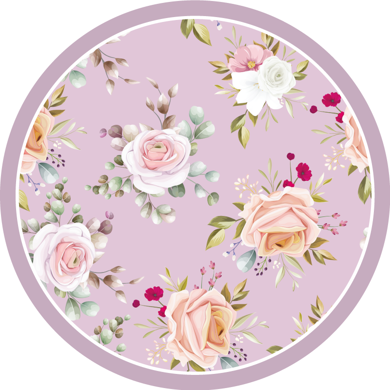 Lyserød blomstermønster soveværelse tæppe - TenStickers