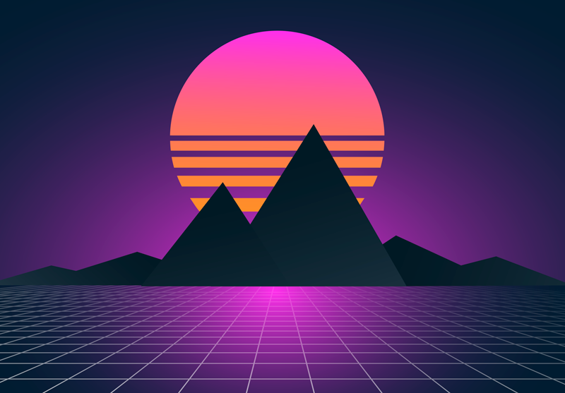 Retro solnedgang geometri vintage vinyl tæppe - TenStickers