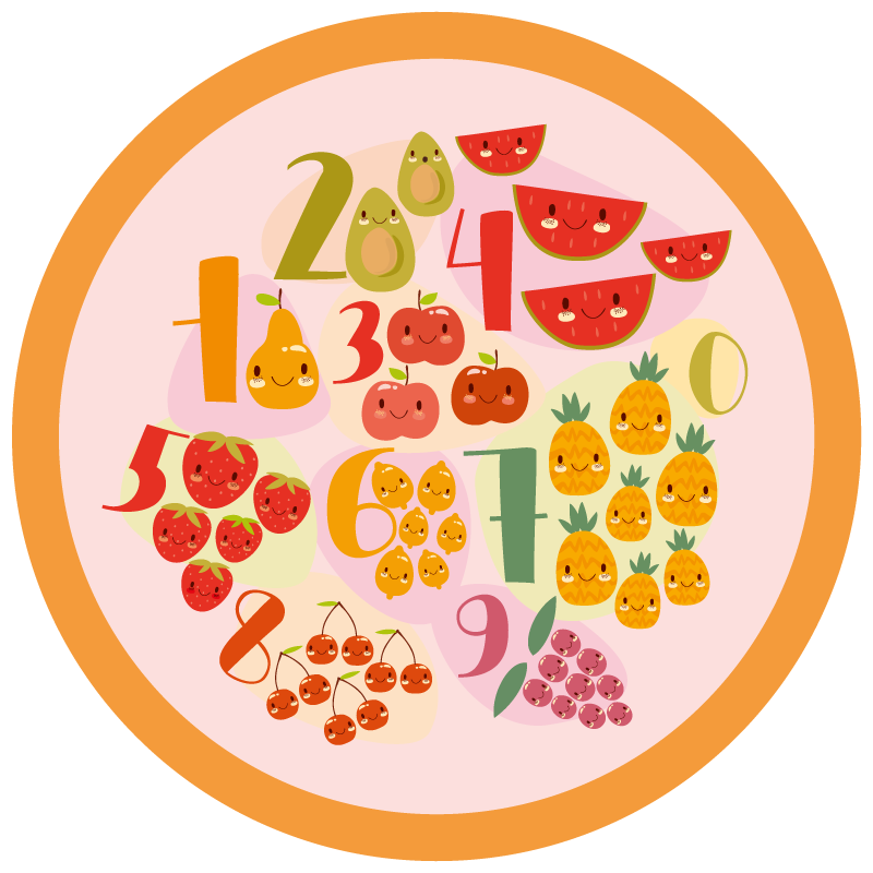 Frugtig tællekreds vinyl tæppe med spil - TenStickers