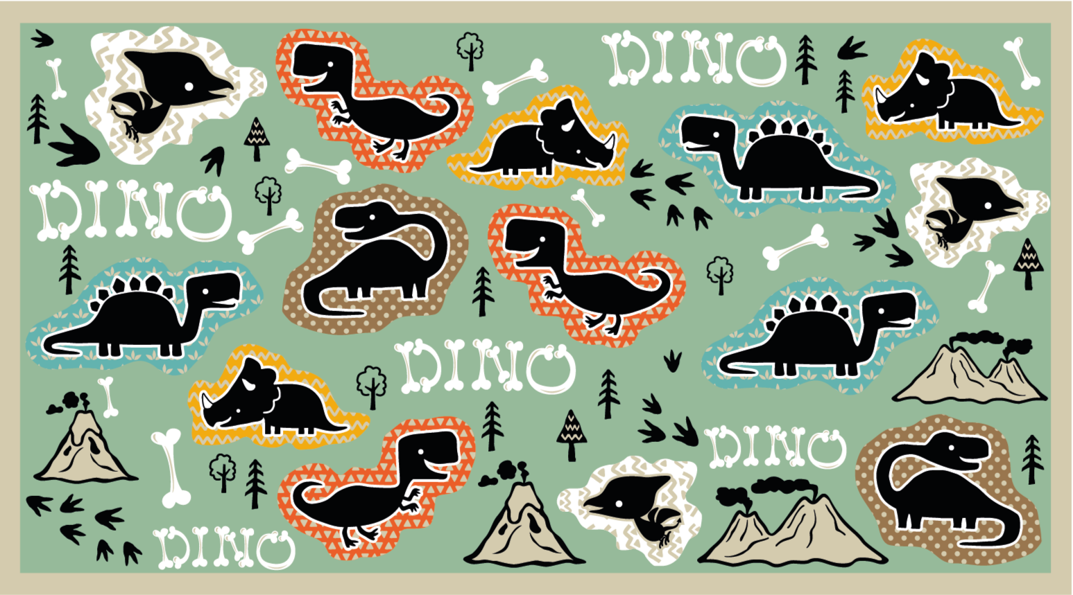 Dinosaur knogler mønster dyretæppe - TenStickers