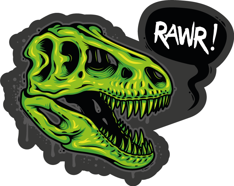 Dinosaurhoved illustration med tekst - TenStickers