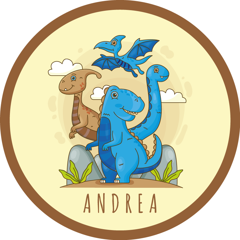 Dinosaurverden med navn personlig måtten - TenStickers