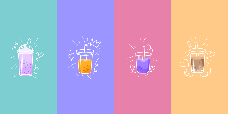 Drik doodle firkanter vinyl tæppe med sætninger - TenStickers