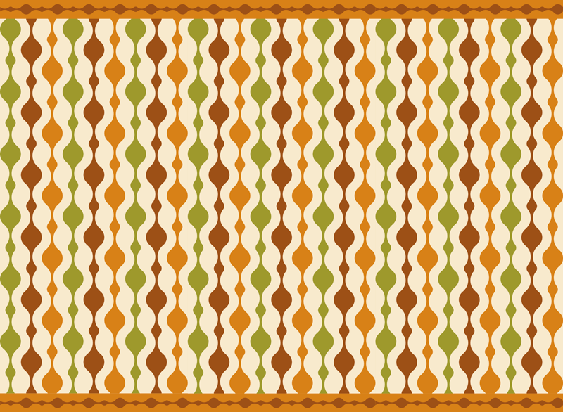 70s stribe figurer vintage tæppe - TenStickers