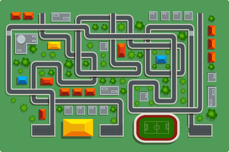 Legeplads med gader tæppe - TenStickers