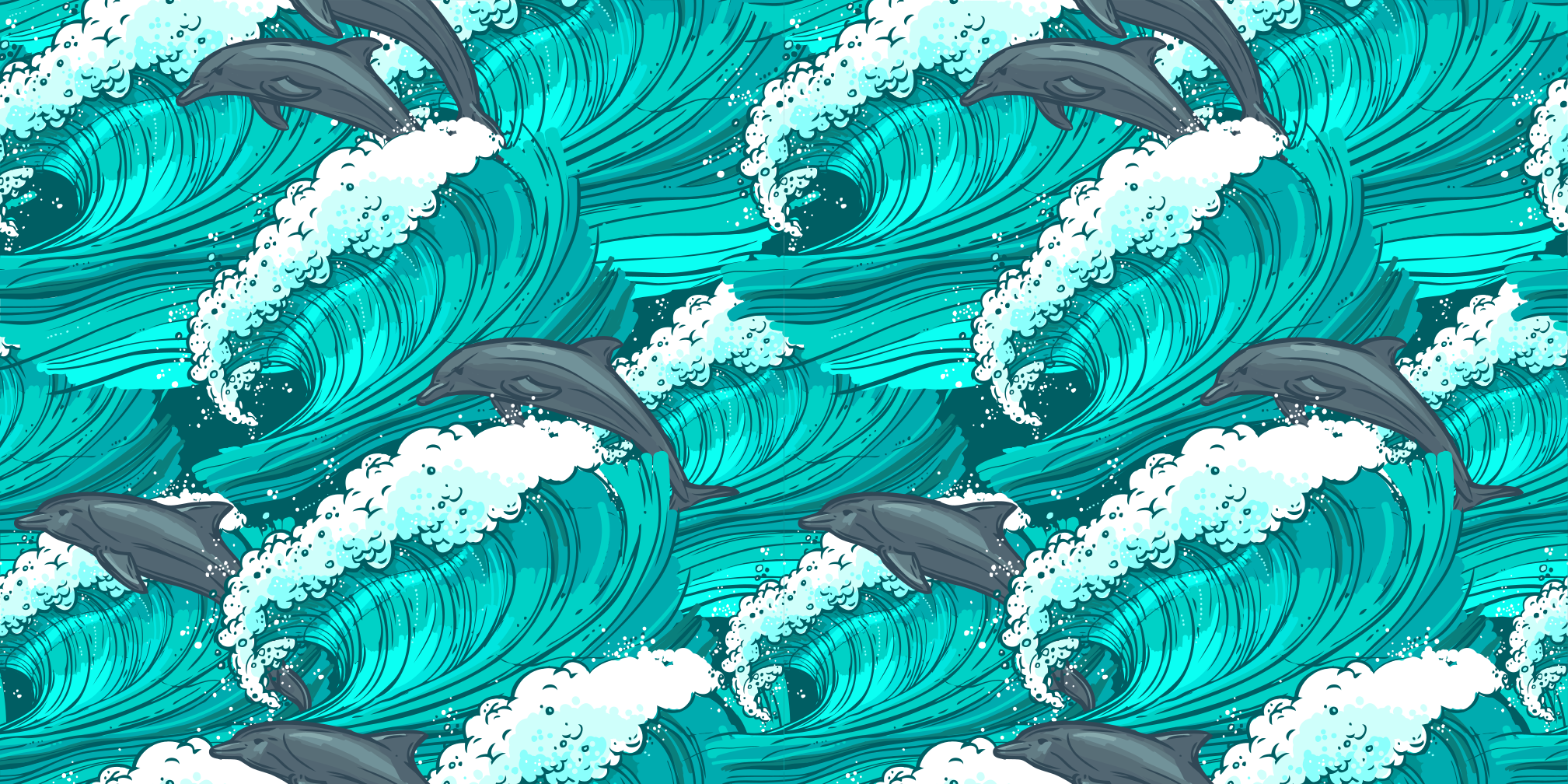 Delfin i havet animalsk vinyltæppe - TenStickers
