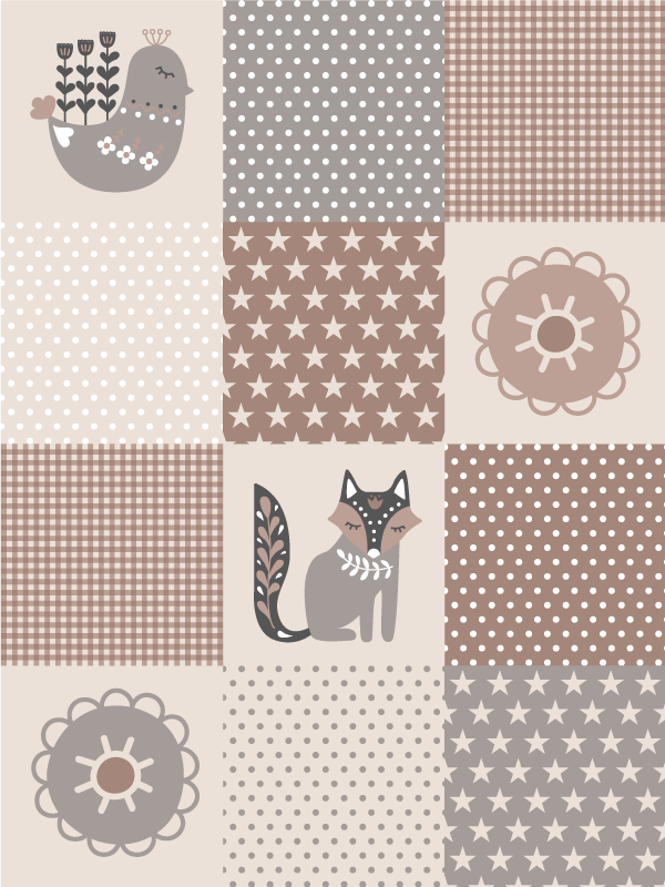 Patchwork-legetid vinyl tæppe - TenStickers