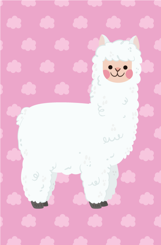 Overskyet lama illustration vinyltæpper til babyværelse - TenStickers