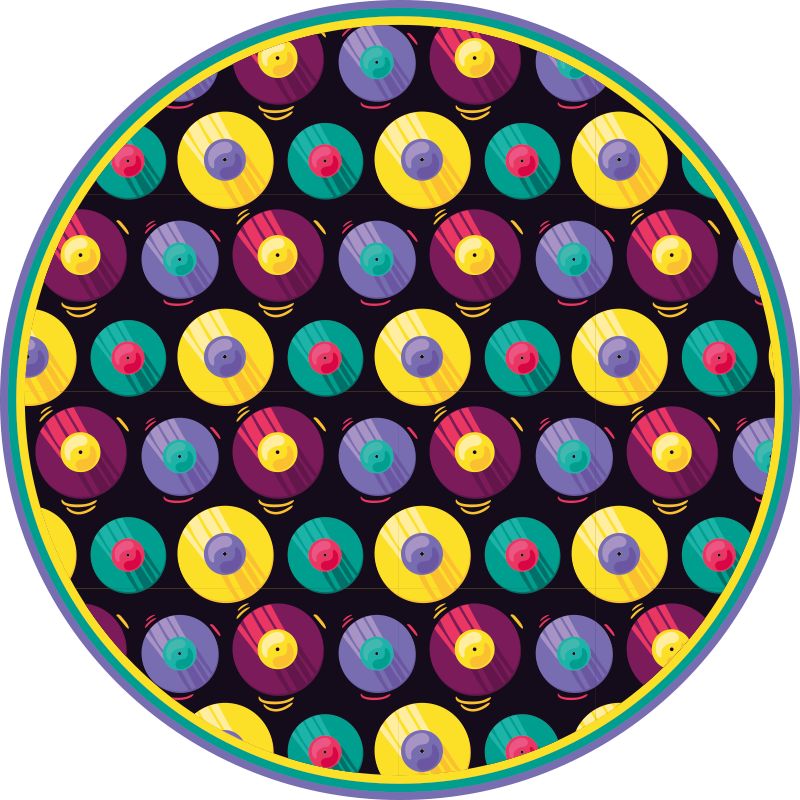 Retro diske sammensætning vinyl tæppe med spil - TenStickers