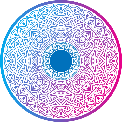 Lilla og blå cirkel mandala vinyl tæppe - TenStickers