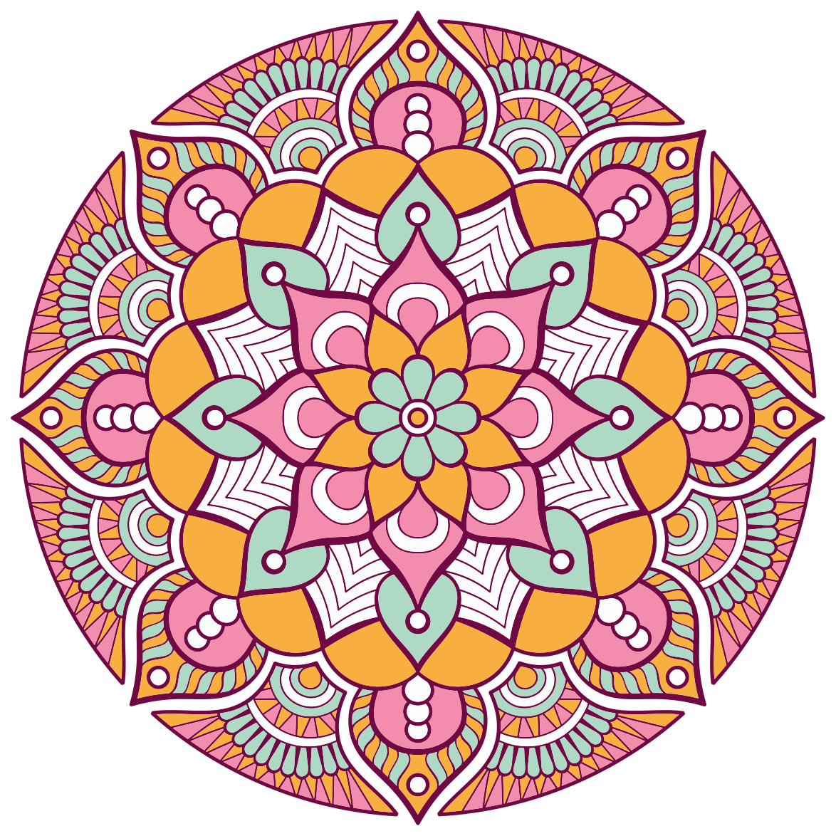 Livligt blomsterkoncept mandala vinyl tæppe - TenStickers