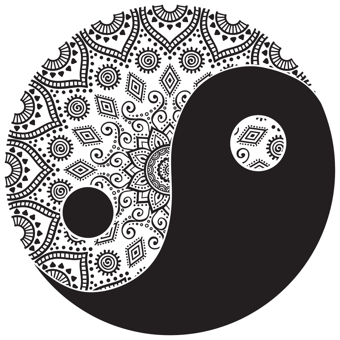 Mandala yin yang mandala vinyl tæppe - TenStickers