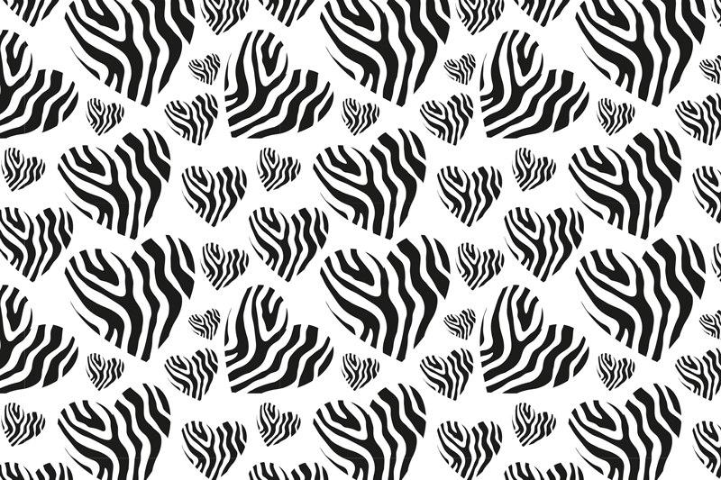 Zebra animal print hjerte animal print vinyl tæppe - TenStickers