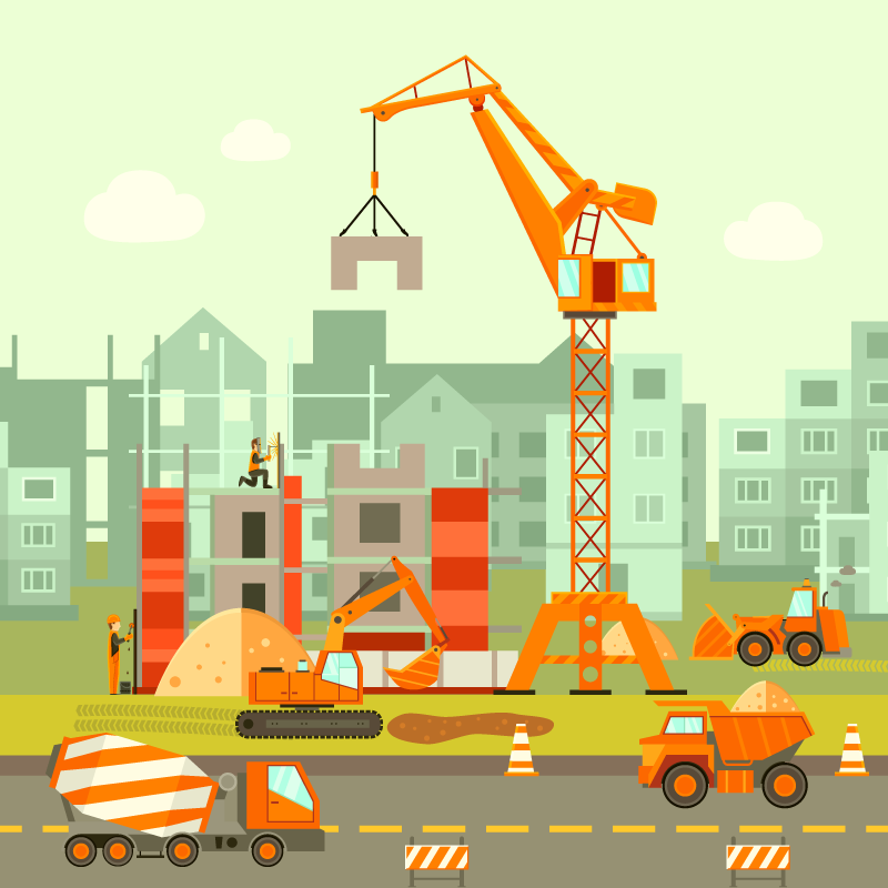 Byggelegeplads tæppe til børneværelse - TenStickers