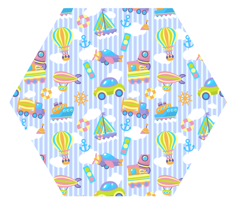 Lastbil, fly og bus vinyltæppe til børn - TenStickers