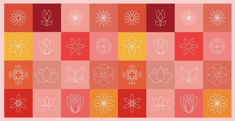 Blomstergradientpalet Blomster og planter vinyltæppe - TenStickers