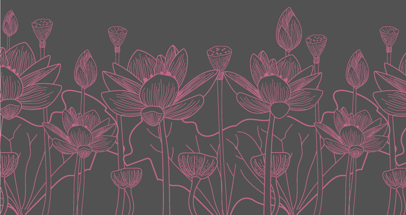 Blomsterkonturskitse Blomster og planter vinyltæppe - TenStickers