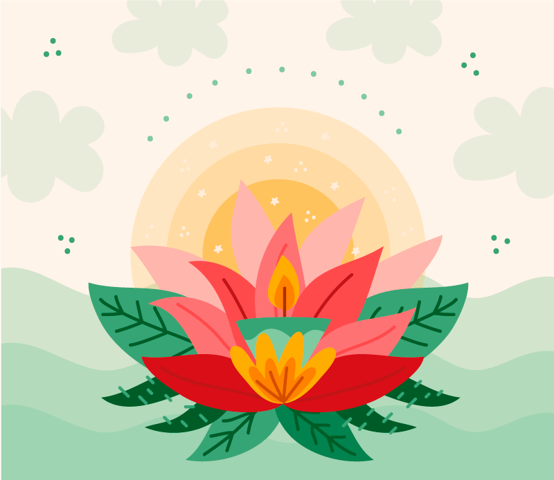 Lotus blomst illustration Blomster og planter vinyltæppe - TenStickers