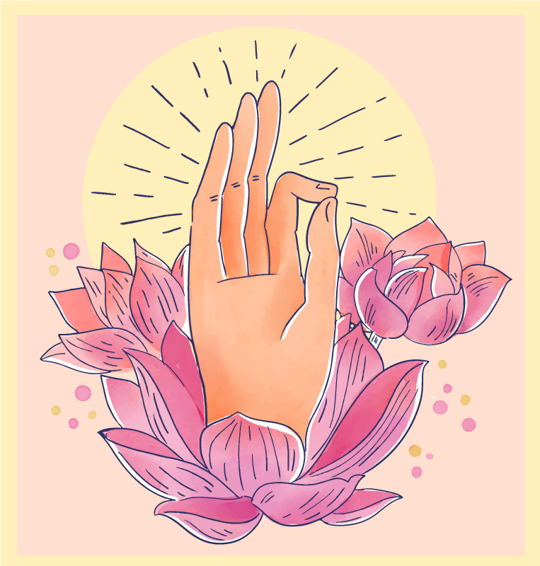 åndelig blomst illustration mandala vinyl tæppe - TenStickers