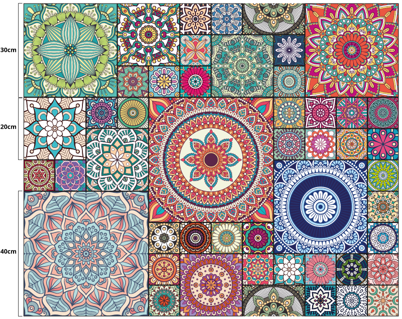 Mandala fliser mandala vinyl tæppe - TenStickers