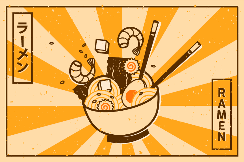 Ramen illustration vinyltæppe til køkkenet - TenStickers