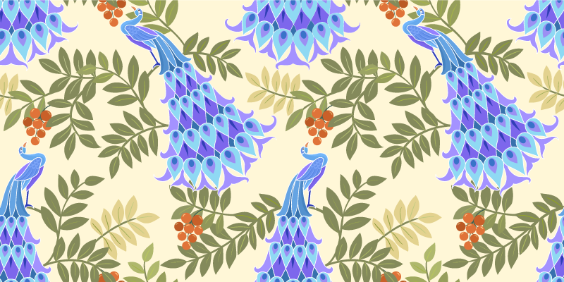 Magisk påfugl fjer dyreprint vinyl tæppe - TenStickers