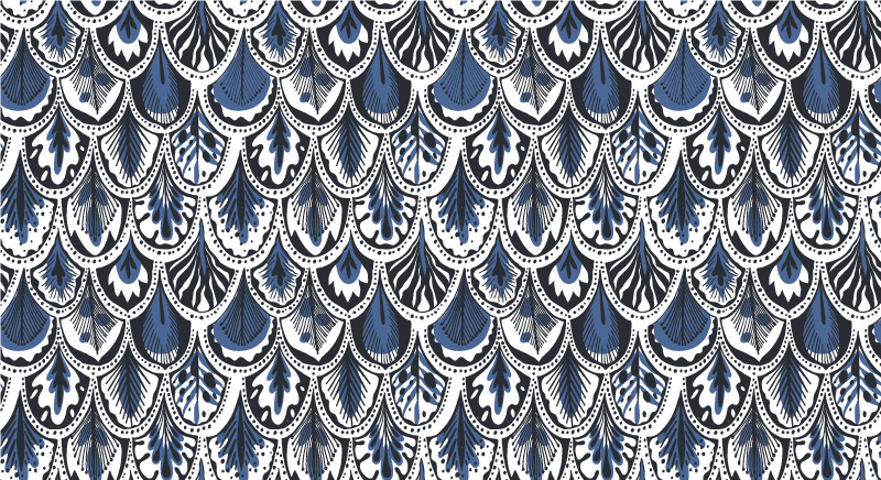 Blå fugl fjer animal print vinyl tæppe - TenStickers