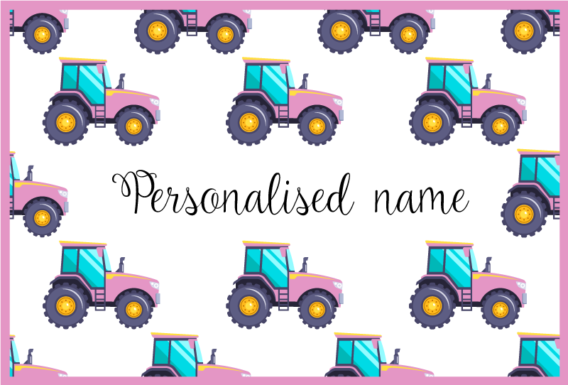 Pink personlig traktor personlig mat - TenStickers