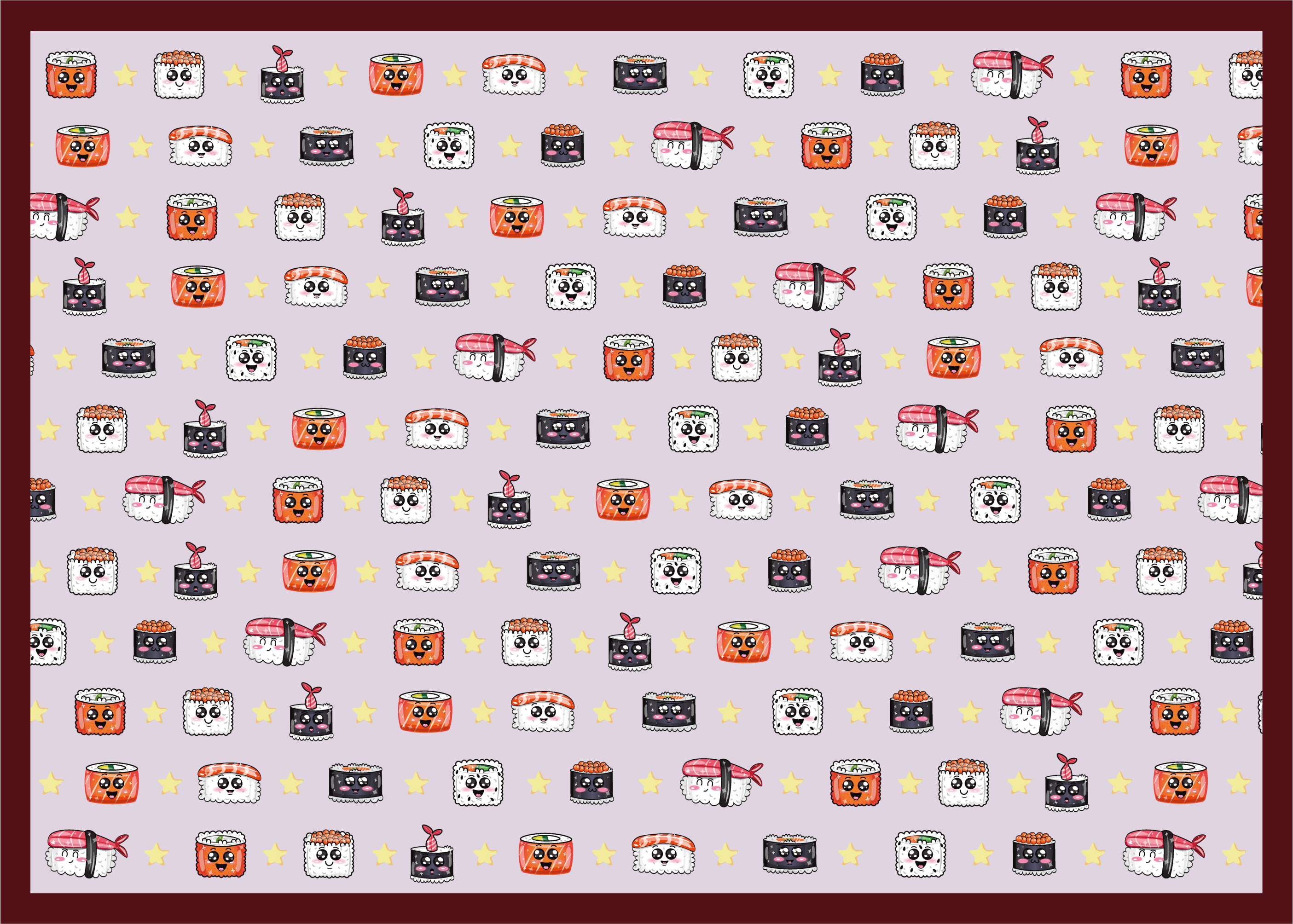 Sushi tegneserie mønster tæppe til børneværelse - TenStickers