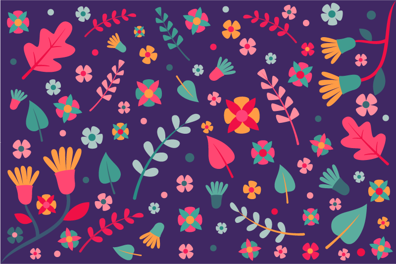 Blomsterfarve brister Blomster og planter vinyltæppe - TenStickers