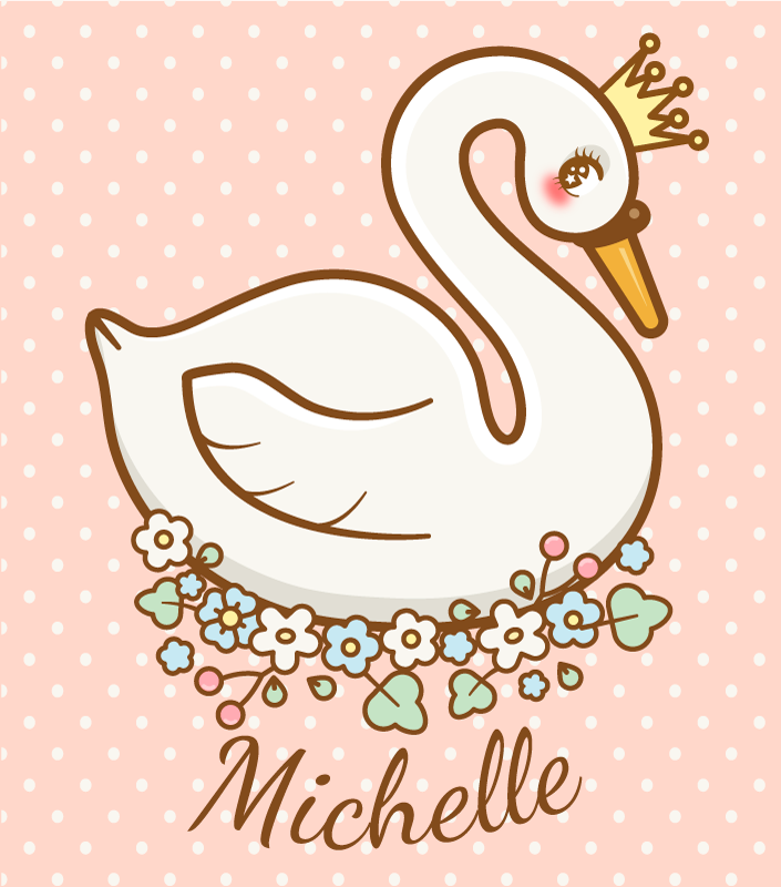 Tilpasset svanelandskab vinyl tæppe med navn - TenStickers