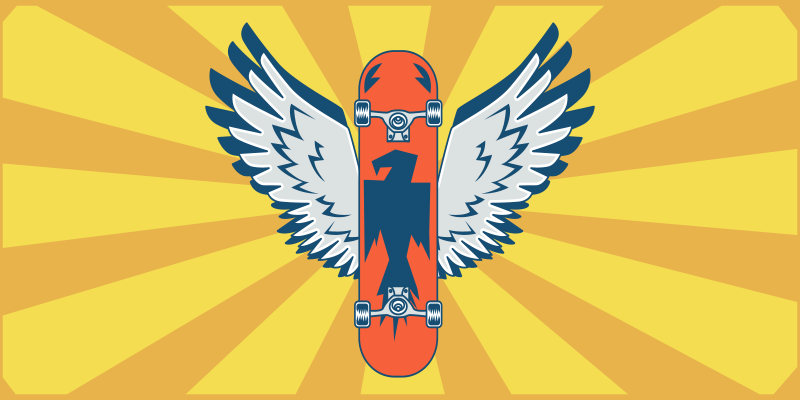 Orange skateboard teen vinyl tæppe - TenStickers