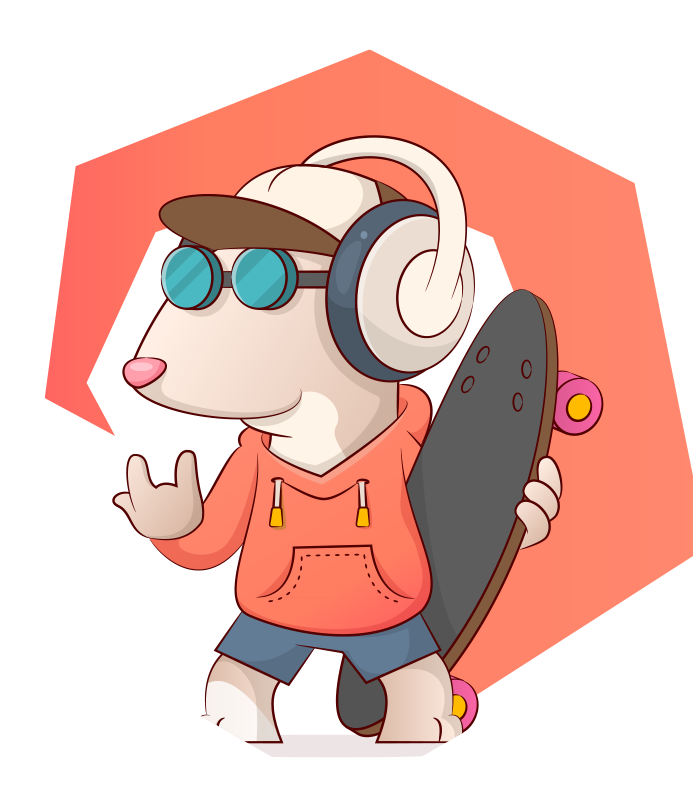 Skater mus illustration vinyl tæppe - TenStickers