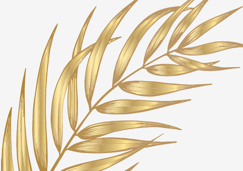 Guld palmeblomst blomster tæppe - TenStickers