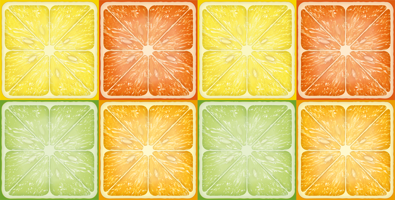 Citrus skive collage køkken tæpper - TenStickers