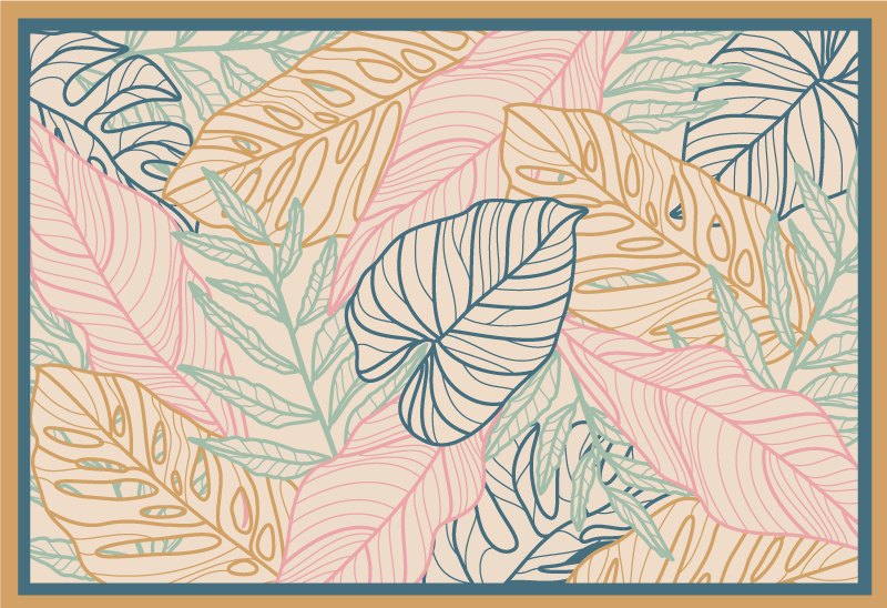 Bladrige tropiske mønstre natur vinyl tæppe - TenStickers