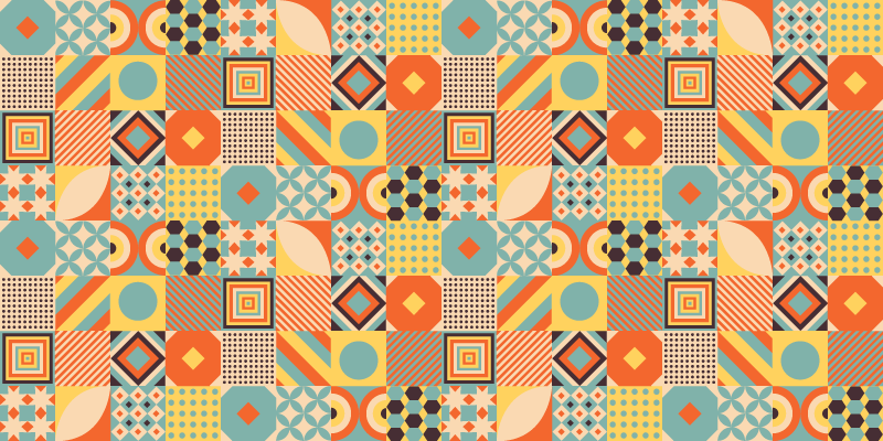 Farvede geometriske fliser køkken vinyl tæppe - TenStickers