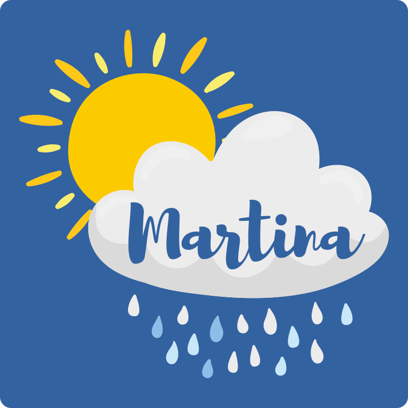 Regnsky med navn vinyl tæppe - TenStickers