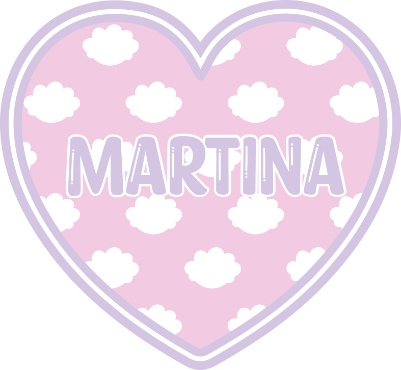 Hjerteformet med skyer vinyl tæppe med navn - TenStickers