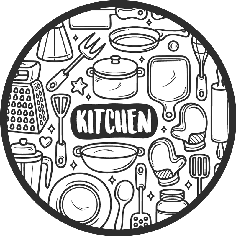 Essentielle grafik rundt vinyltæppe - TenStickers